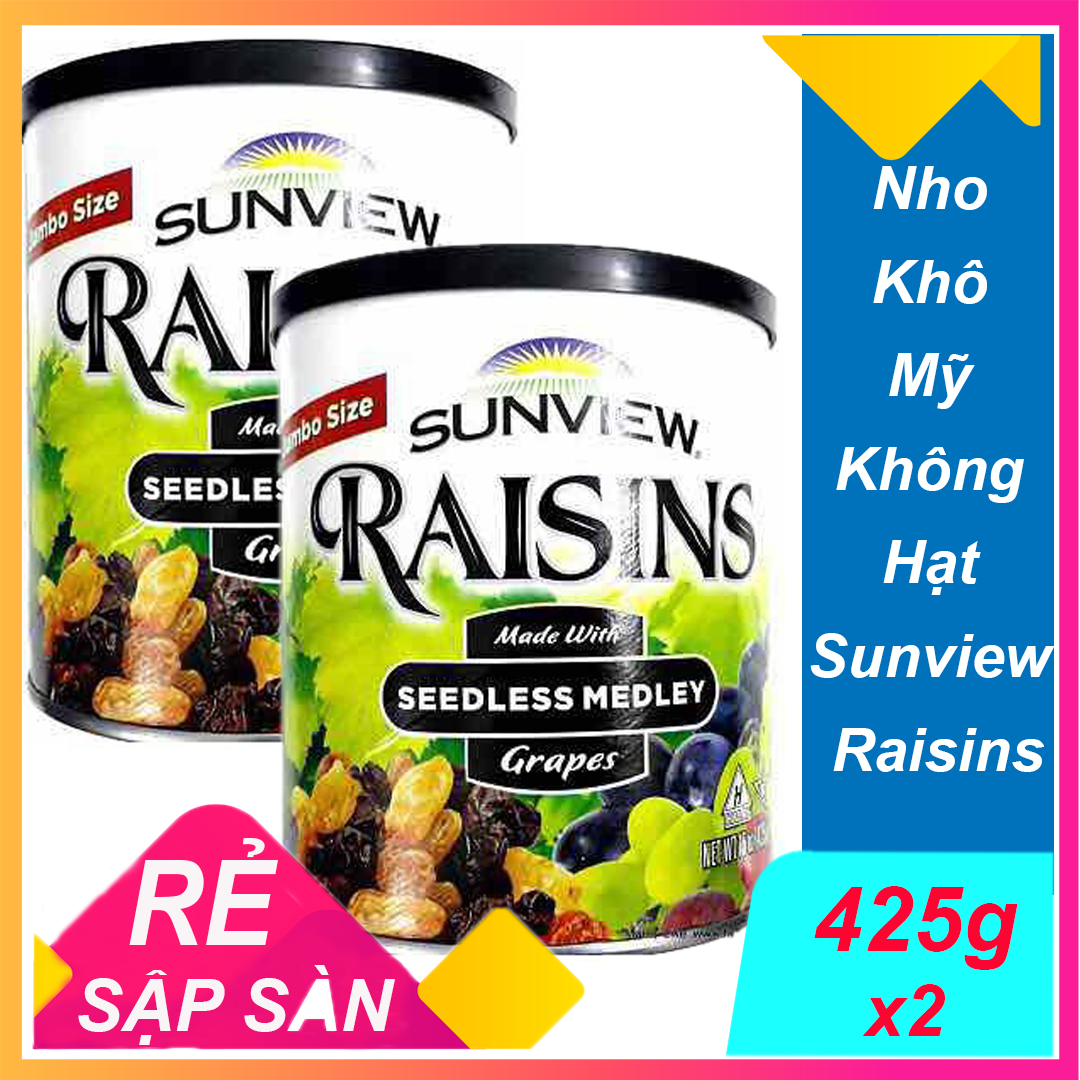 Combo 2 hộp Nho khô Mỹ thập cẩm Sunview Raisins 425g