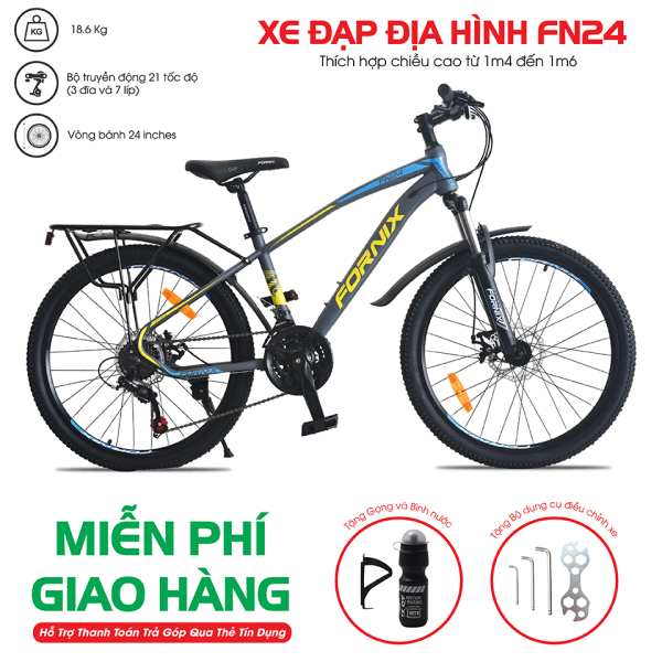 Mua [Trả góp 0%] Xe đạp địa hình Fornix FN24 - Vòng bánh 24 inch- Bảo hành 12 tháng (Tặng kèm Gọng và bình nước + bộ dụng cụ lắp ráp)