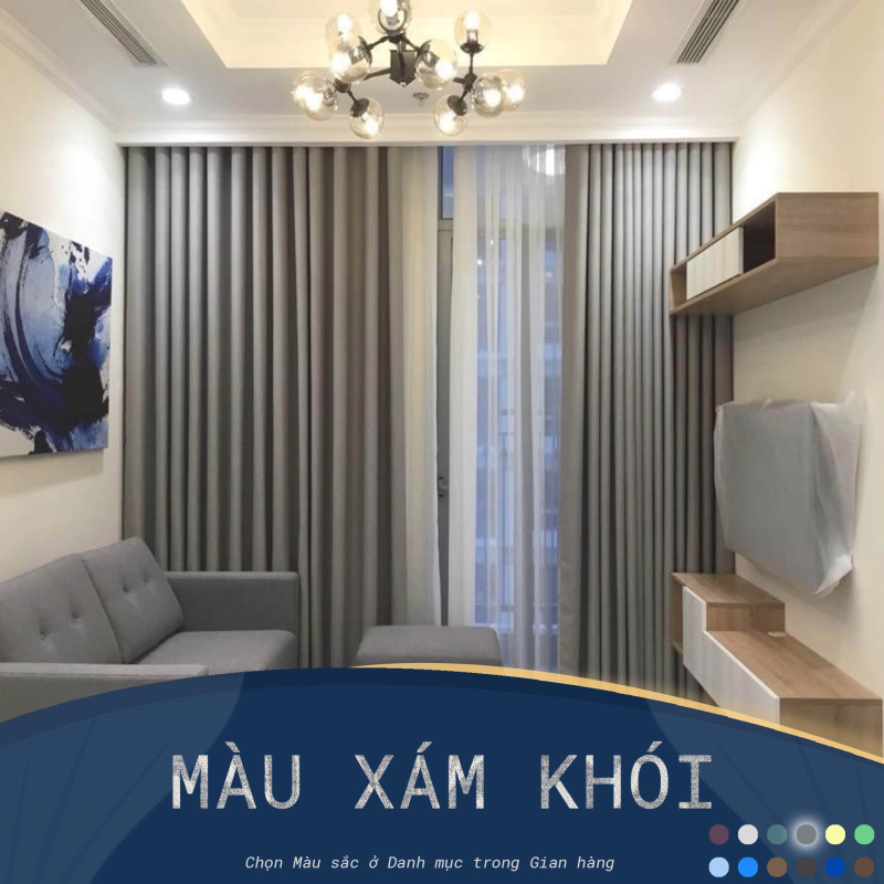 Rèm cửa sổ Minh Tâm cản nắng , cách nhiệt - Màu xám khói
