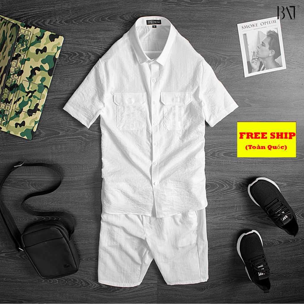 [FREESHIP ⚡SIÊU SALE⚡] Bộ Đũi Nam cổ bẻ hot 2021