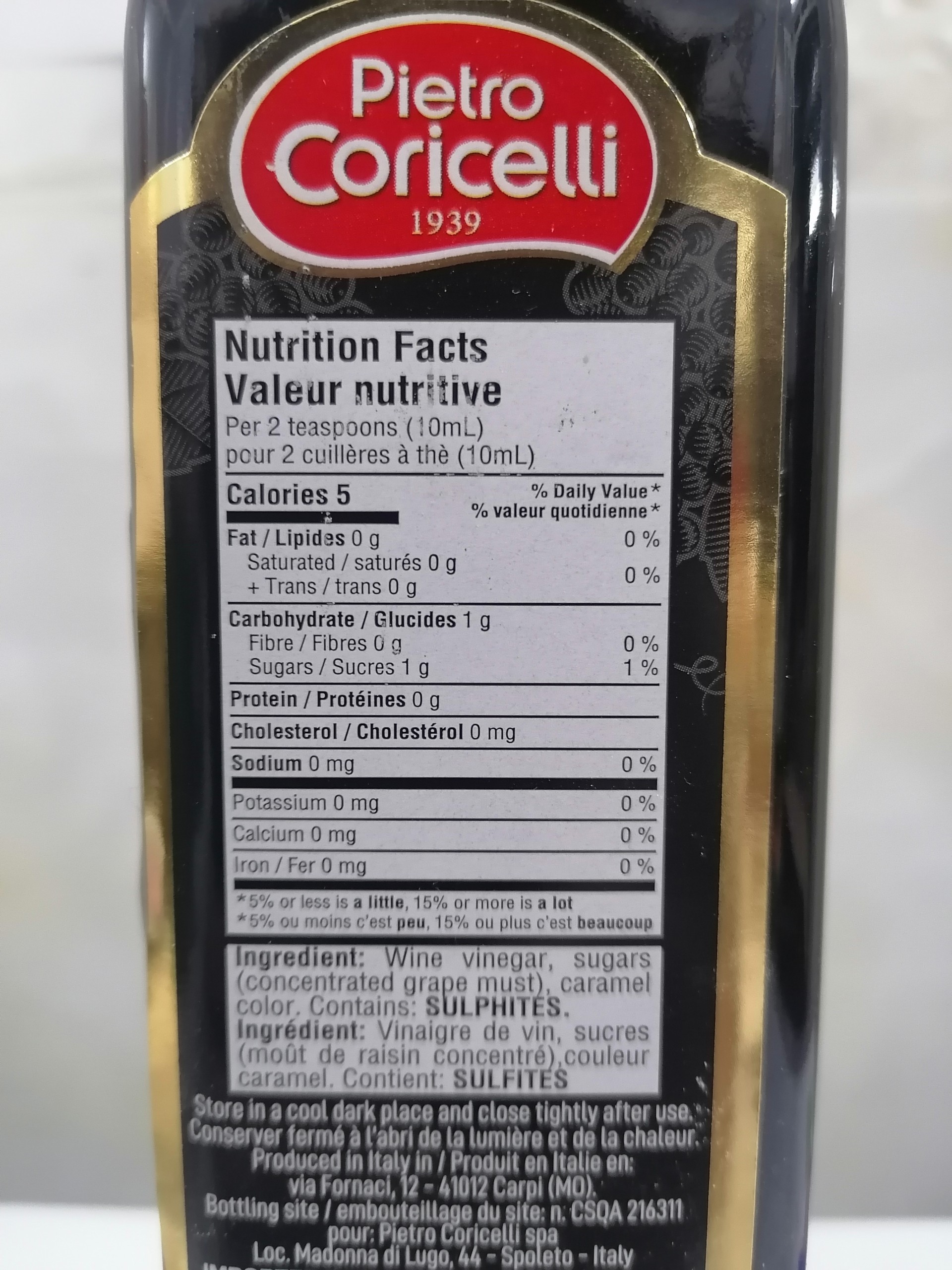 [Chai 500ml] GIẤM NHO [Italia] PIETRO CORICELLI Balsamic Vinegar (nhn-hk)