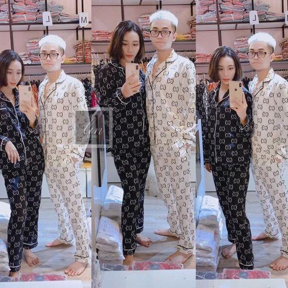 [Hien fashion] Bộ đồ ngủ dài tay nam nữ GG sang chảnh cực đẹp - Giá Cực Tốt Ms09