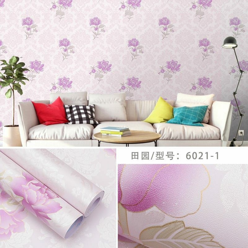 10m giây dán tường hoa ly đơn tím ( cuộn dài 10m, khổ rộng 45cm, giấy có keo sẵn)