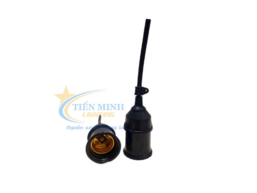 Combo 2 cái đui đèn kín nước đen/ trắng (12cm) kín nước, chất liệu nhựa chống cháy, có móc treo