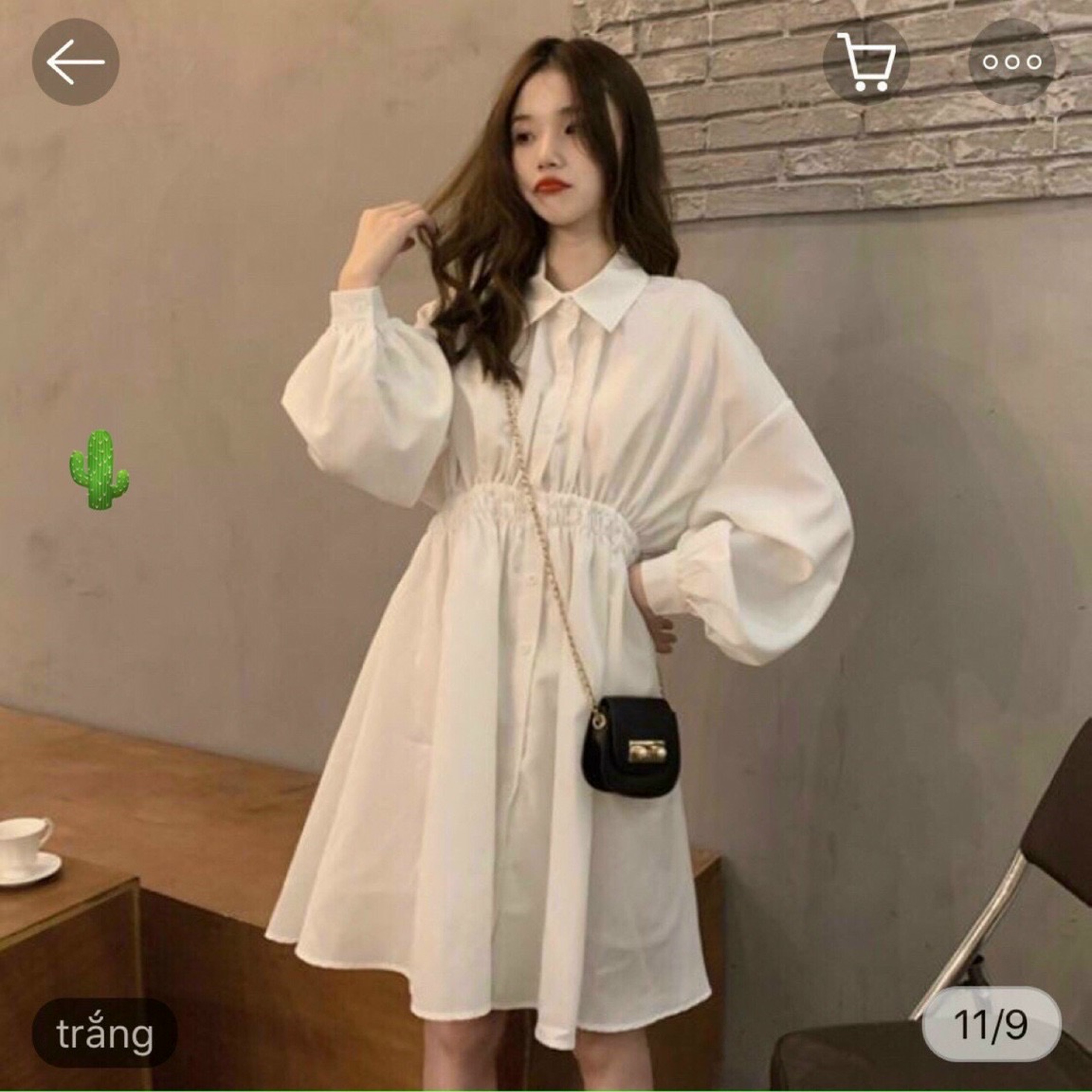 Đầm sơ mi BABYdoll cổ bẻ tay dài