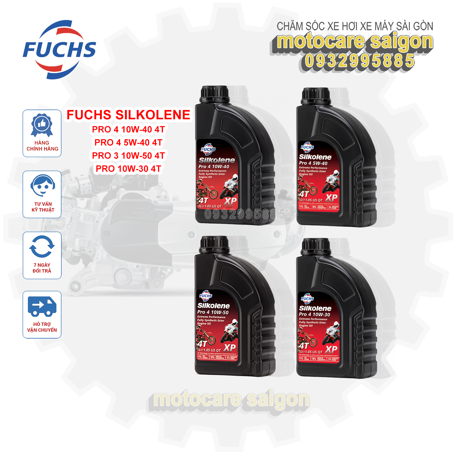 Nhớt fuchs silkolene pro 4 10w40 5w40 10w30 và 10w50 cho xe số tay côn
