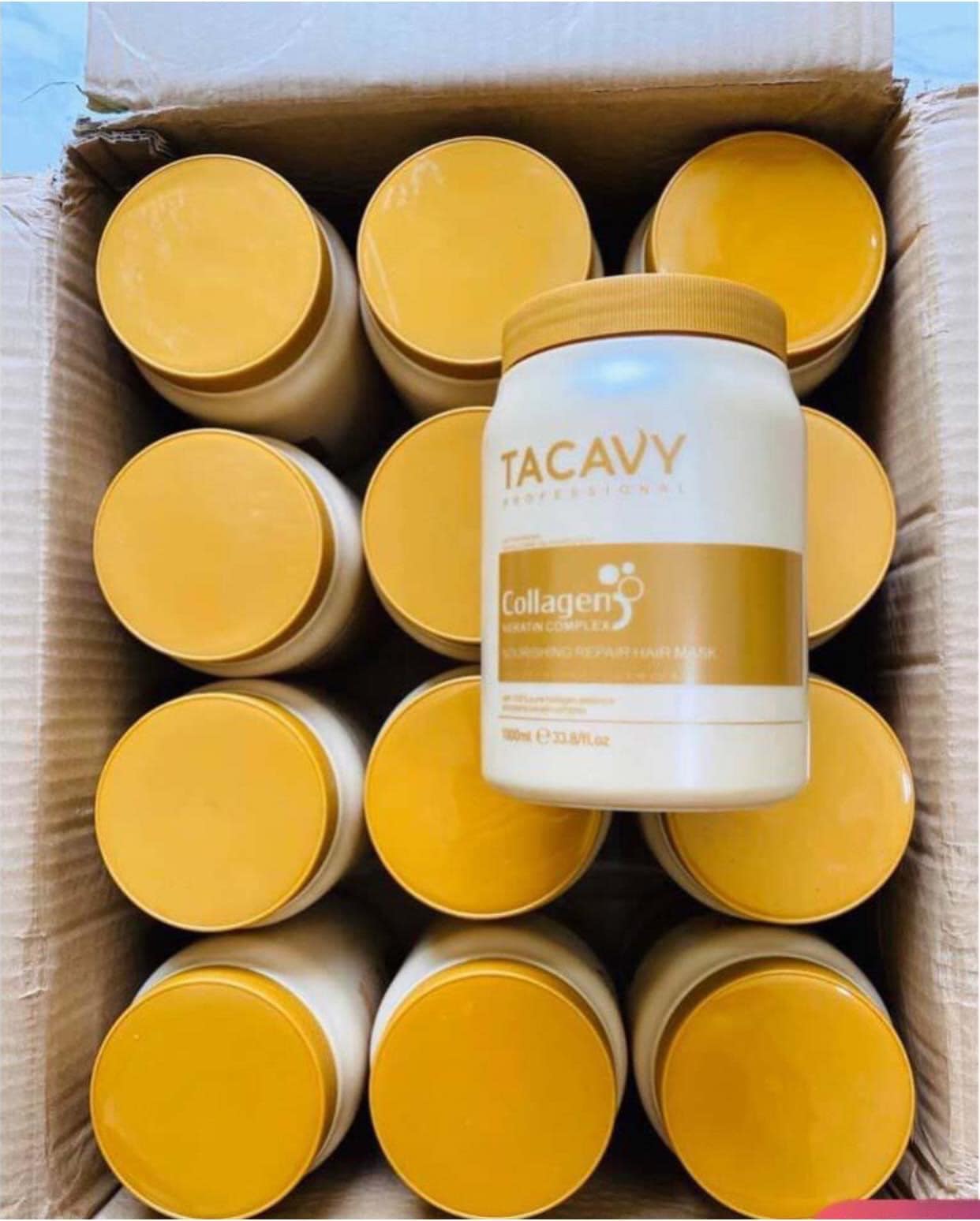 Hấp dầu tacavy collagen siêu mềm mượt phục hồi tóc hư tổn 1000ml