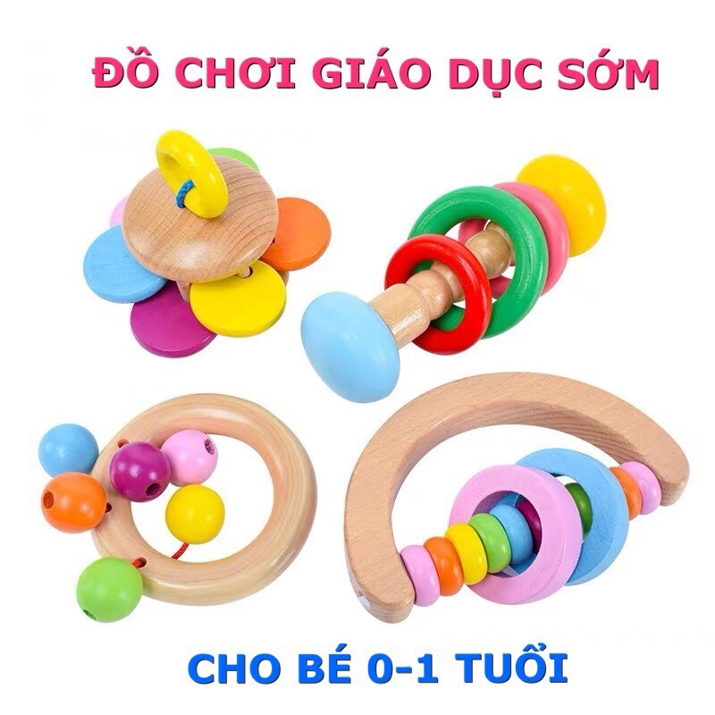 Đồ Chơi Gỗ Combo 4 Xúc Xắc Bằng Gỗ