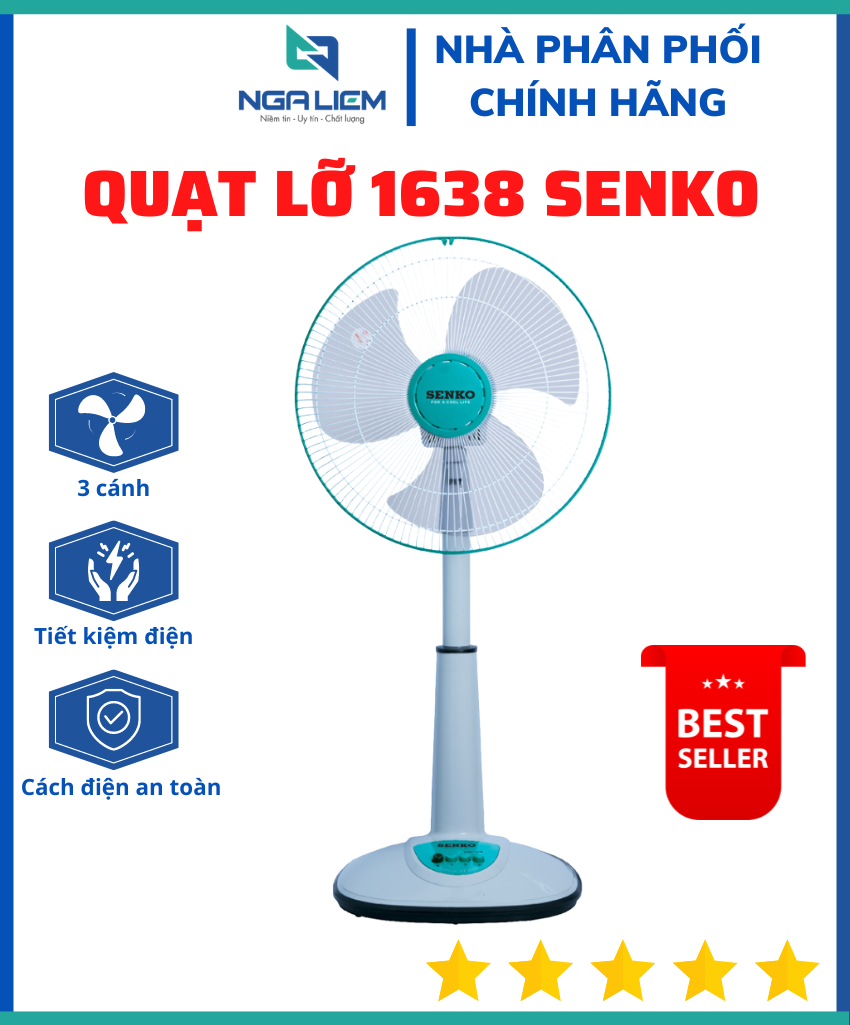 QUẠT LỠ 1638 SENKO (MÀU NGẪU NHIÊN) [HÀNG CHÍNH HÃNG]