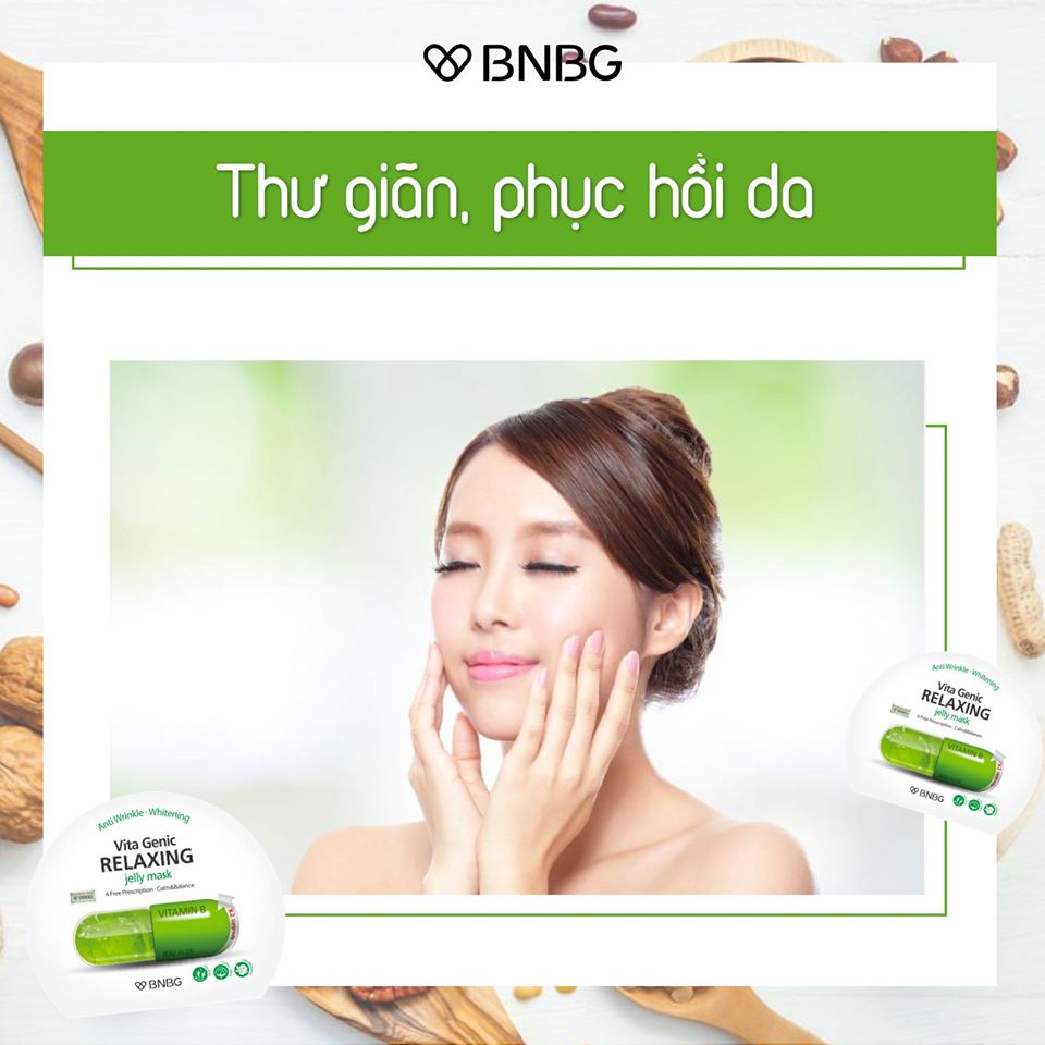 Hộp 10 Mặt nạ dưỡng da giúp thư giãn và phục hồi làn da mệt mỏi BNBG Vita Genic Relaxing Jelly Mask(Vitamin B) 30ml x 10