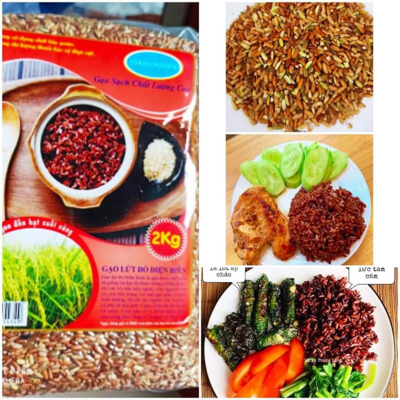Gạo Lứt Đỏ Điện Biên Gói 2Kg Hút Chân Không Siêu Dẻo eatclean giảm cân
