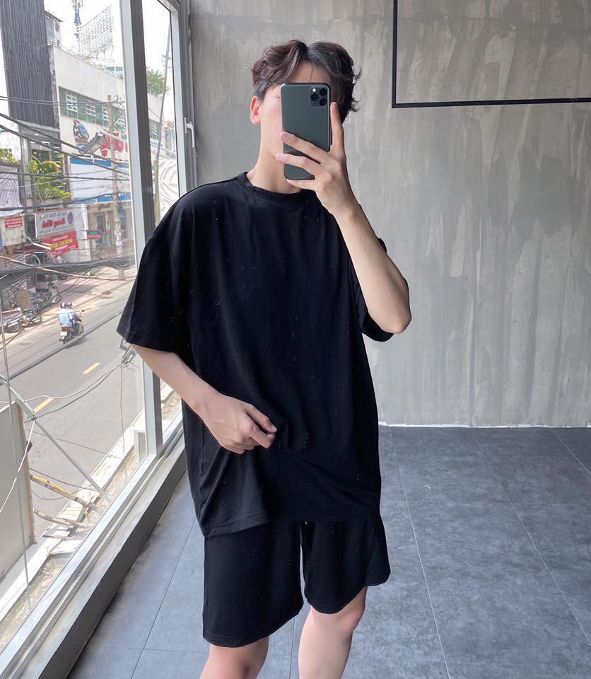 Quần Short Nỉ Cotton Cực Đẹp - Quần short basic đen trơn - black basic shorts