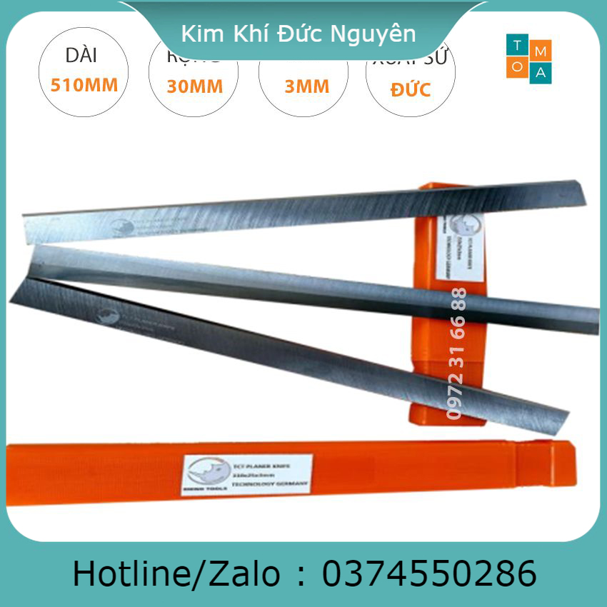 Bộ 3 lưỡi dao bào gỗ hợp kim cao cấp rhino 510x30x3mm của đức