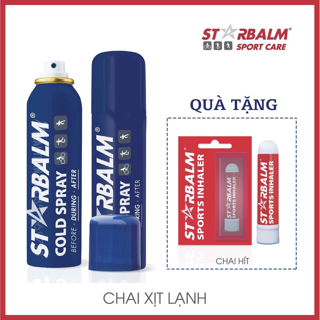 Chai xịt lạnh giảm đau Starbalm Cold Spray tặng kèm ống hít thông mũi hoặc gel cold