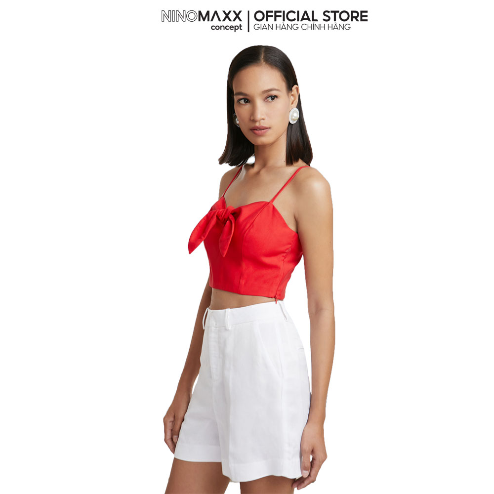 N&M Women's Short Sleeve Linen Crop Top 2103032