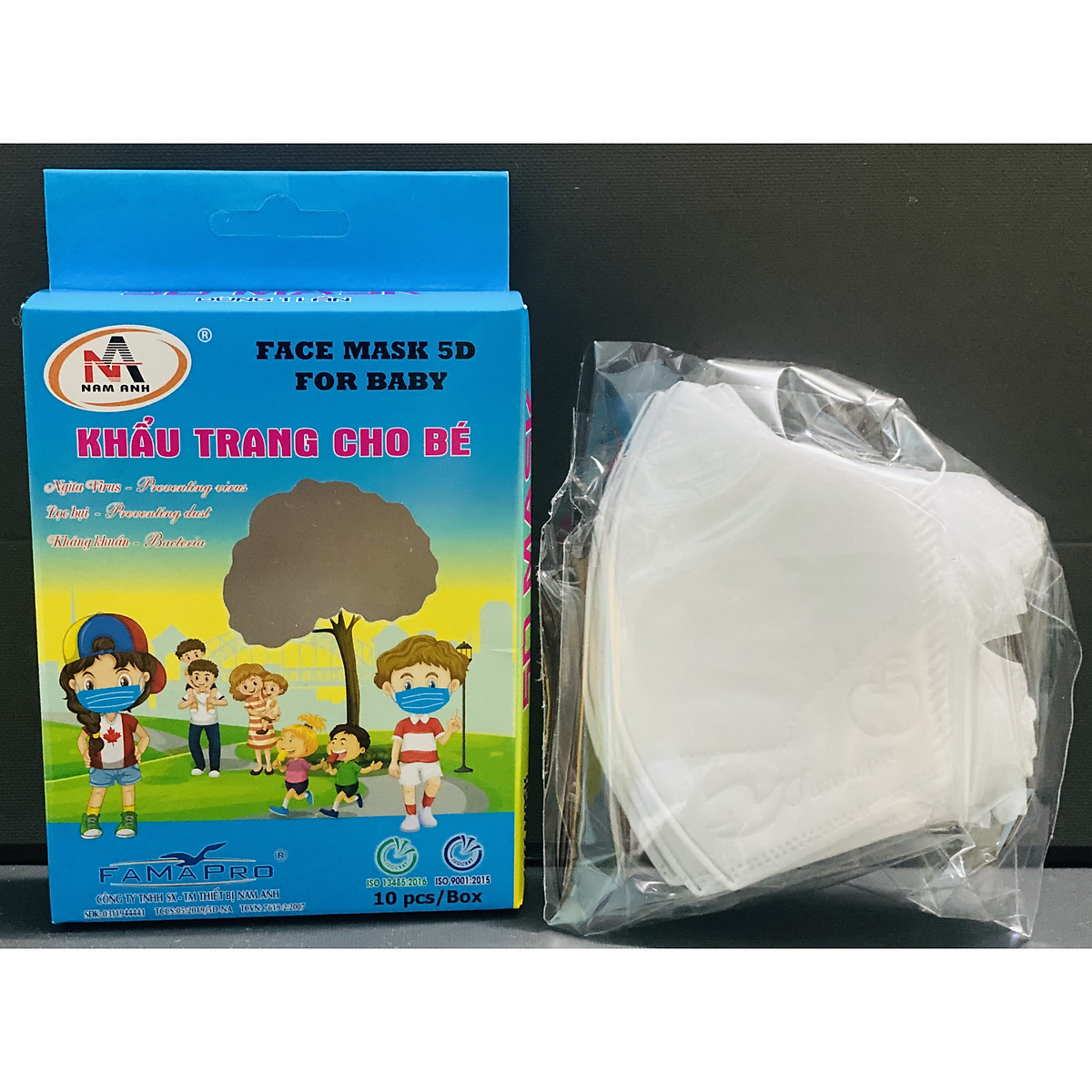 [10 chiếc/hộp] Khẩu trang 3D em bé