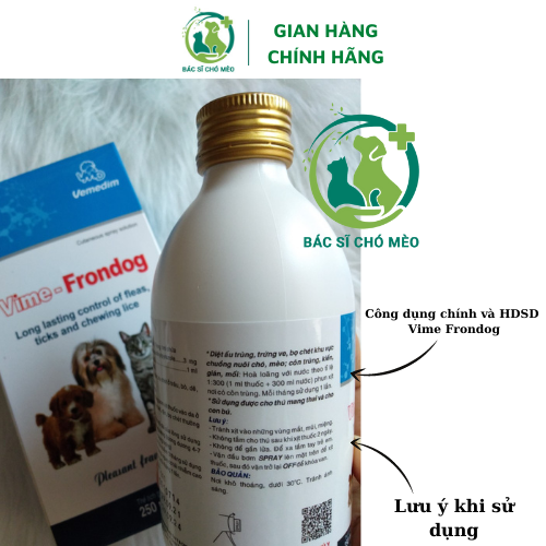 Vime Frondog- Chai Xịt Ve Rận Bọ Chét Chó Mèo 250ml