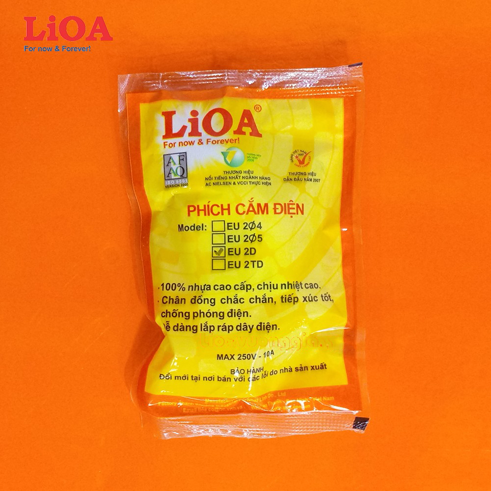 Combo 02 Phích cắm điện LiOA 2 chân cắm tròn lớn Ø5