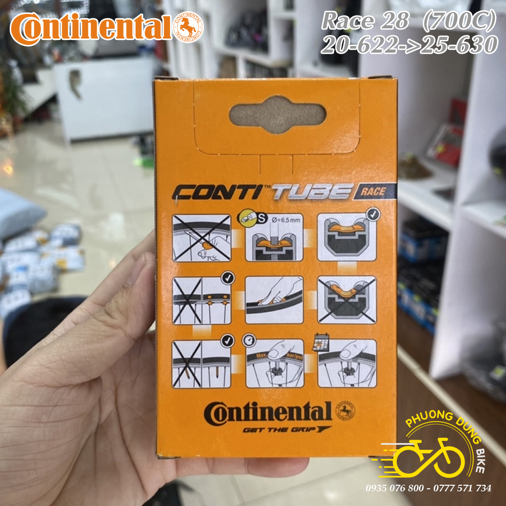 Ruột (Săm) xe đạp CONTINENTAL 700x20-25C VAN PHÁP - VAN XE ĐẠP