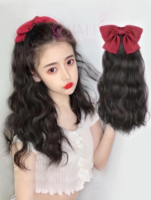 Tóc giả cột xù kèm nơ ❤️FREESHIP❤️ tóc giả cột