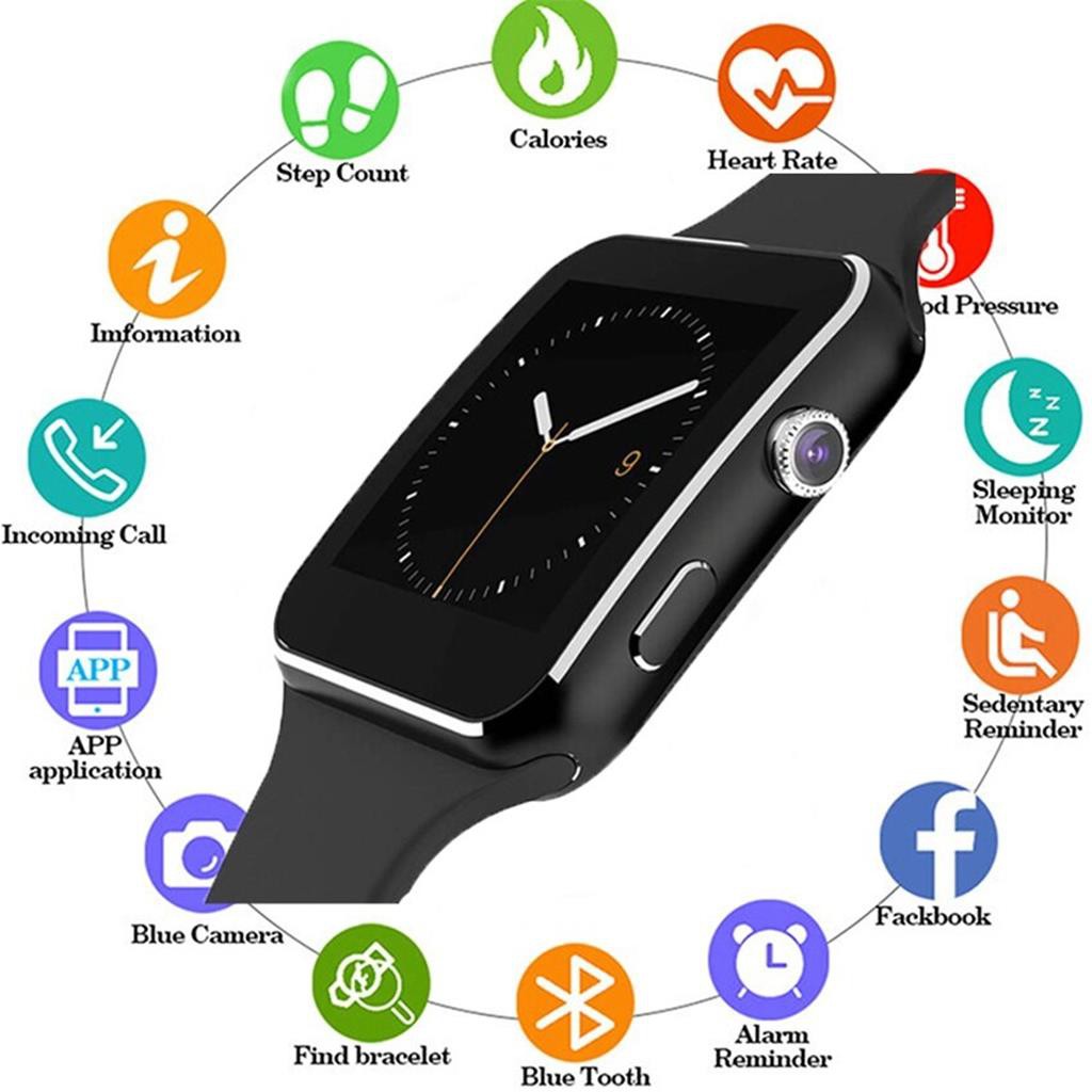 [HCM]Đồng hồ thông minh màn hình cong SmartWatch SX6 (Đen)
