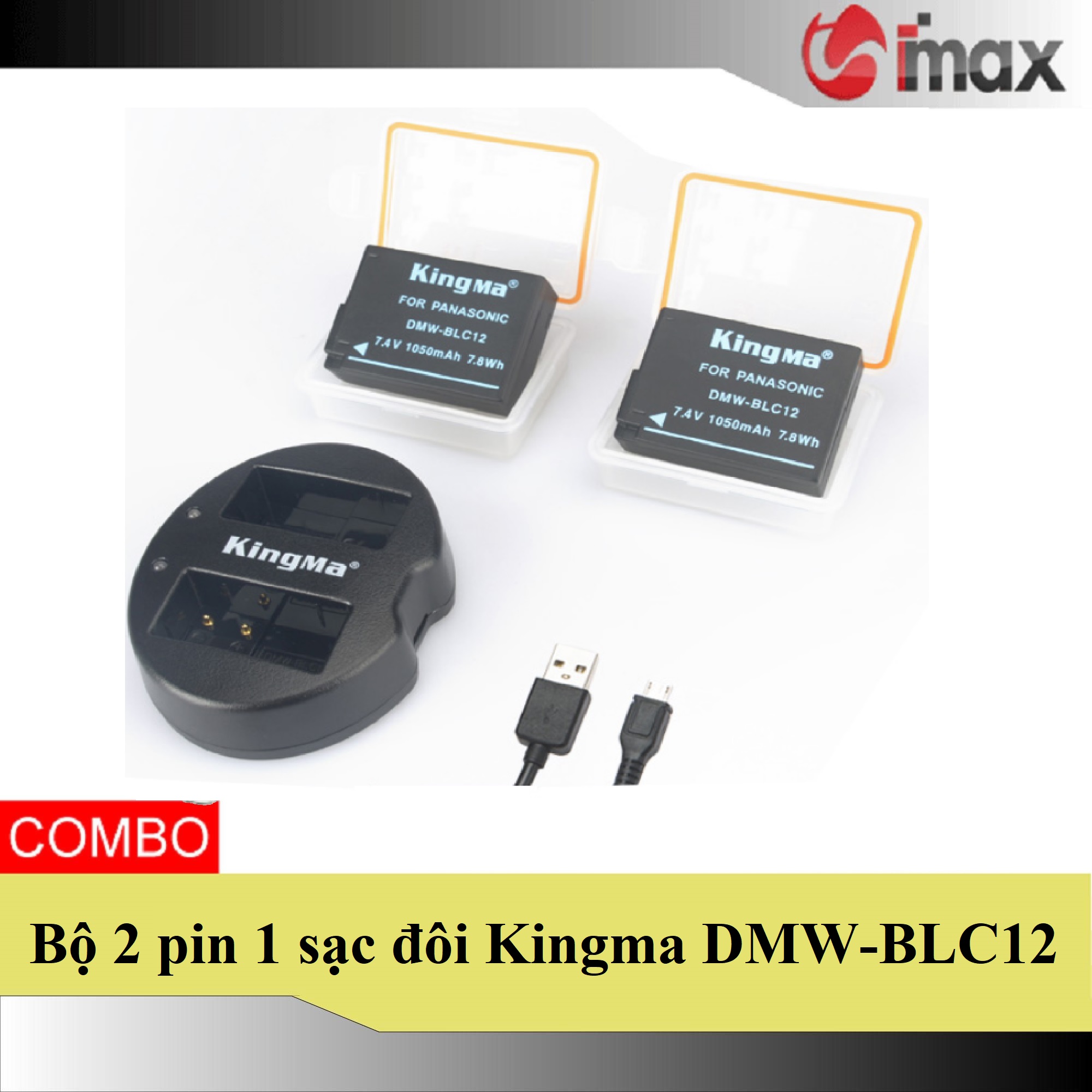 Bộ 2 pin 1 sạc đôi kingma cho pana dmw-blc12