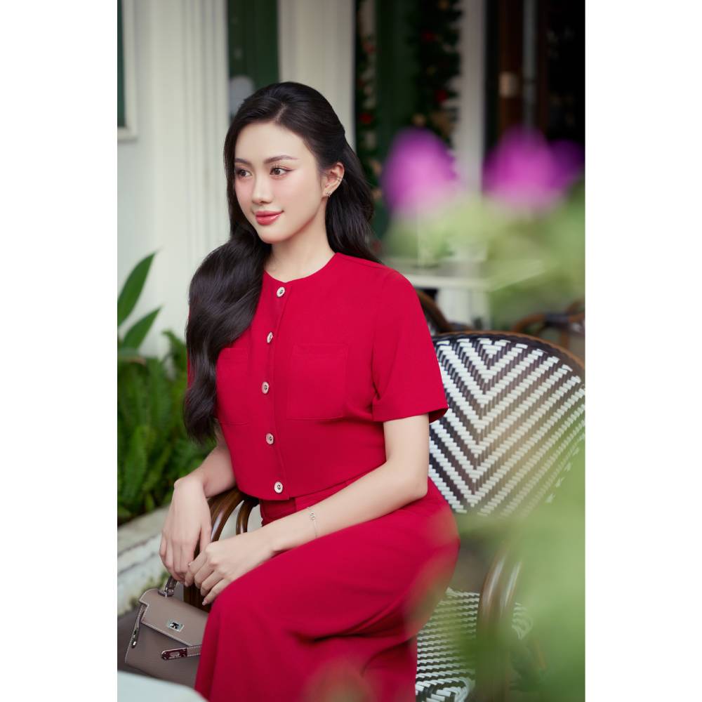 Chân váy midi A tuyết nhung Maybi