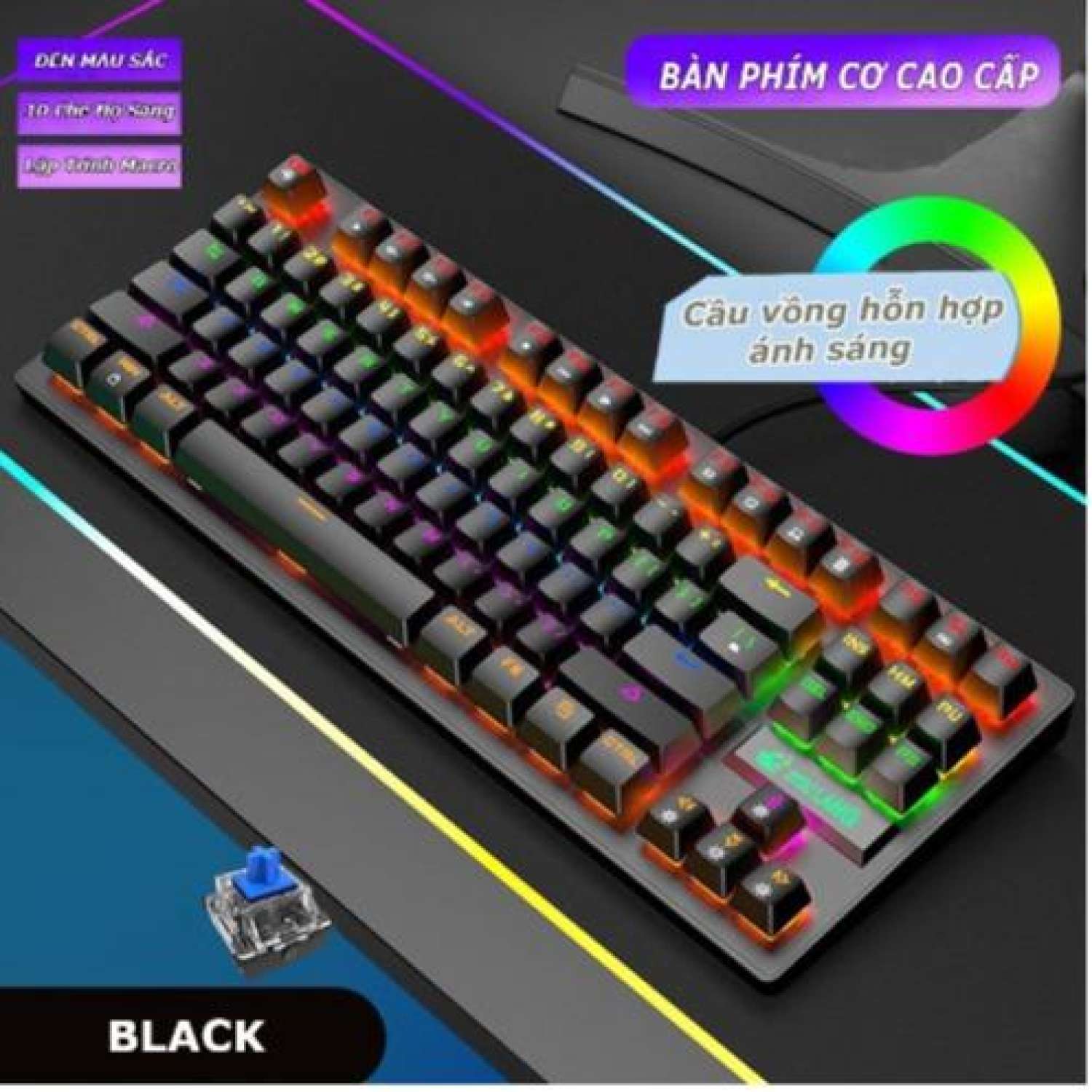 Bàn phím cơ gaming k2 pro crack led rgb