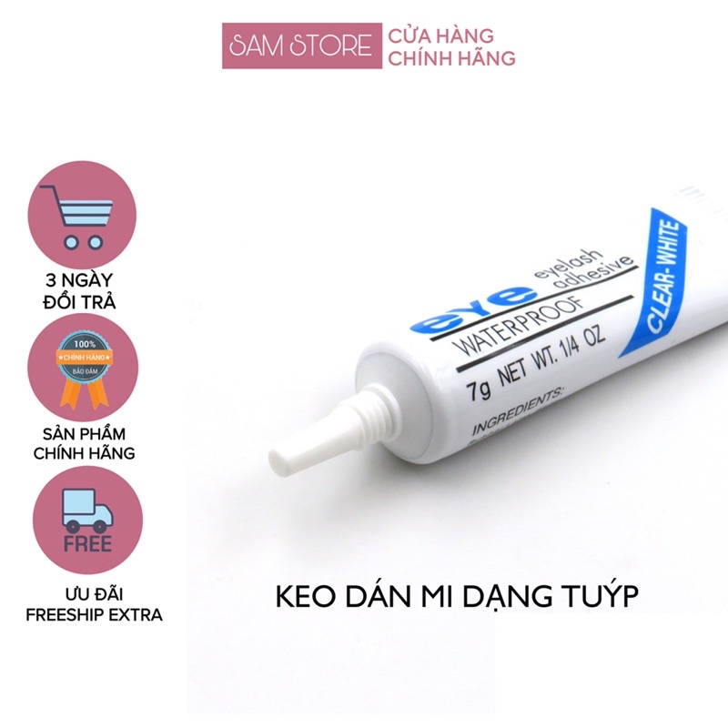 Keo dán lông mi giả màu trong suốt dạng tuýp chống thấm nước tiện lợi