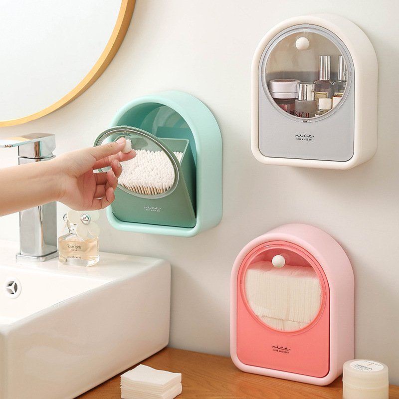 Hộp đựng bông tẩy trang, tăm bông Nice chất liệu nhựa treo tường tiện lợi,hộp đựng bông tẩy trang, hộp đựng mỹ phẩm, hộp đựng bông tẩy trang treo tường, hộp đựng tăm bông treo tường