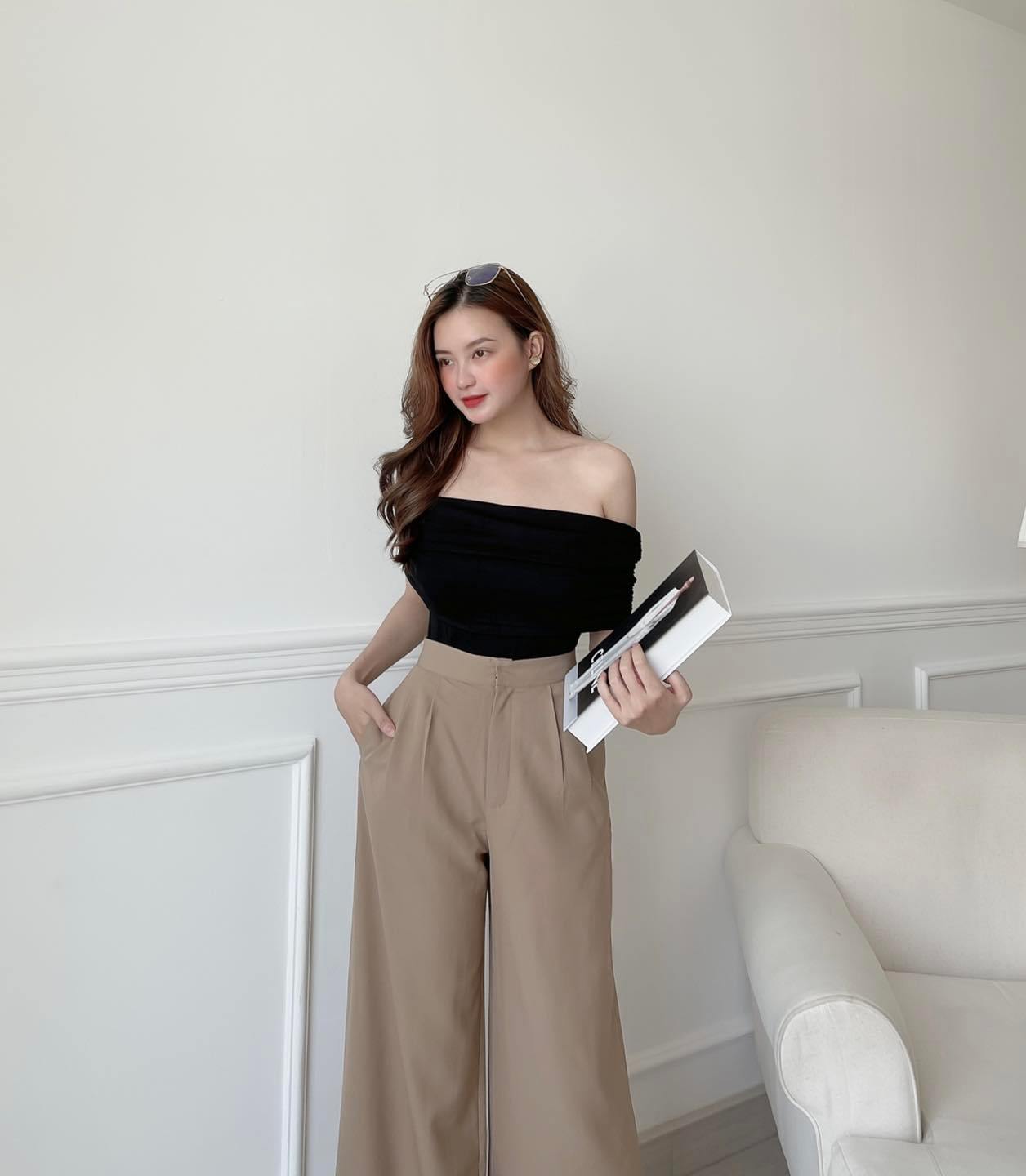 [Ảnh thật] Áo thun trễ vai nhún cực xinh