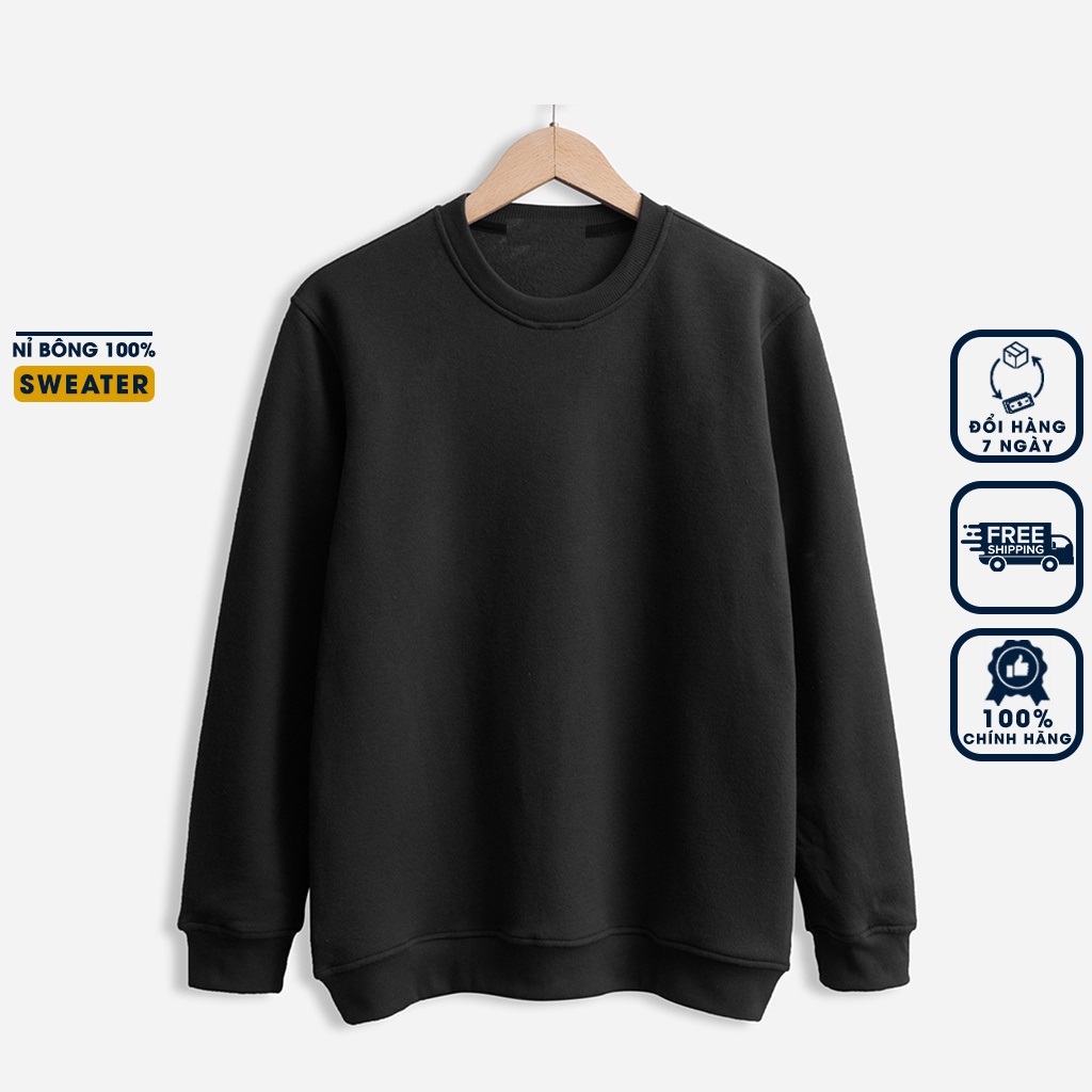 Áo sweater trơn nam nữ form rộng áo tay dài trơn unisex áo sweater basic nỉ bông dày mềm mịn Xưởng May Thanh Nga MAD 002