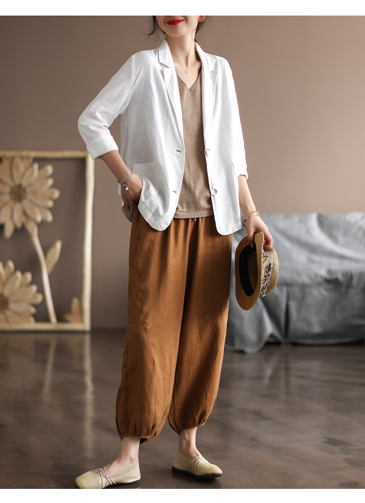 Áo vest Blazer Linen nữ 1 lớp, chất vải linen mềm mại, thời trang thu đông