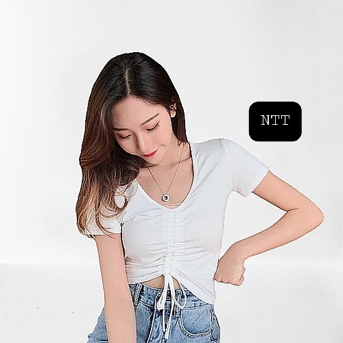 Áo Croptop Tay ngắn rút dây