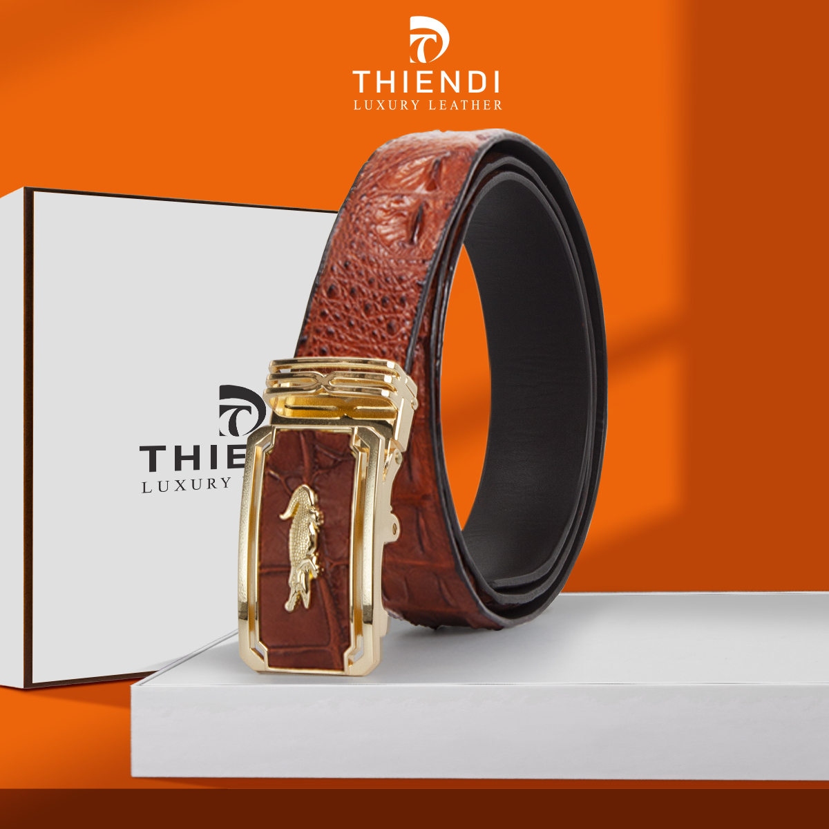 Kalex thiendi barl02 luxury brown crocodile leather belt men genuine crocodile leather belt middle-aged business Luxury full box