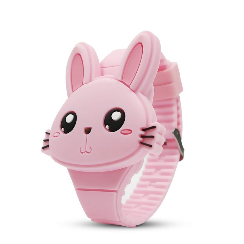 ❉☬ Đồng hồ thời trang trẻ em dây cao su cao cấp mặt thỏ xinh sắc màu OEM PKHRTE012
