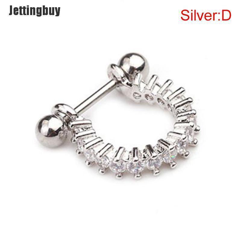 Jettingbuy Crystal Rhinestone U Shape Ear Helix Cartilage Body Piercing Earrings Studs