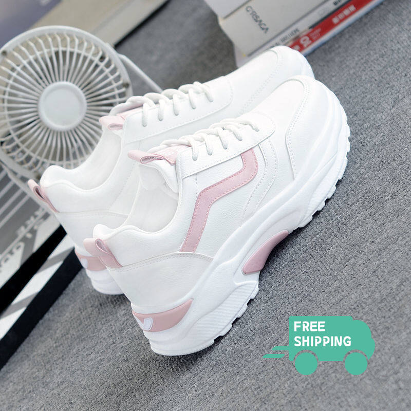 Echo Times Shoes Store [Miễn phí vận chuyển] 2024 Xuân Thu nữ trắng ren-up thoáng khí Hàn Quốc phong cách giày thể thao