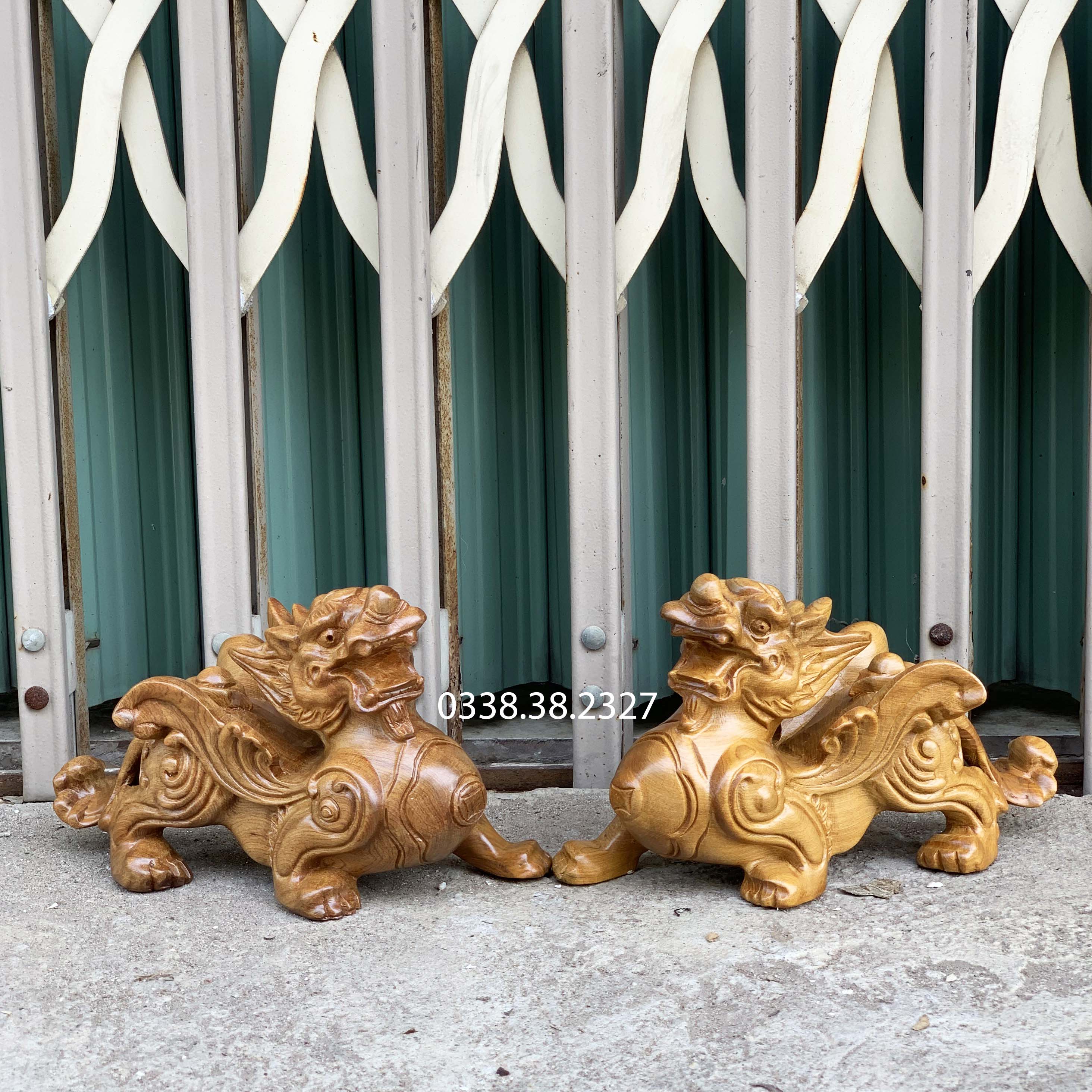 Cặp tỳ hưu kích thước (20-12-8) chất liệu gỗ bách xanh