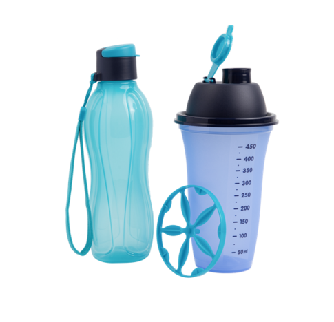 [Chính hãng] BỘ BÌNH NƯỚC VÀ BÌNH LẮC TUPPERWARE MEMBERKIT SHAKE N GO BLUE