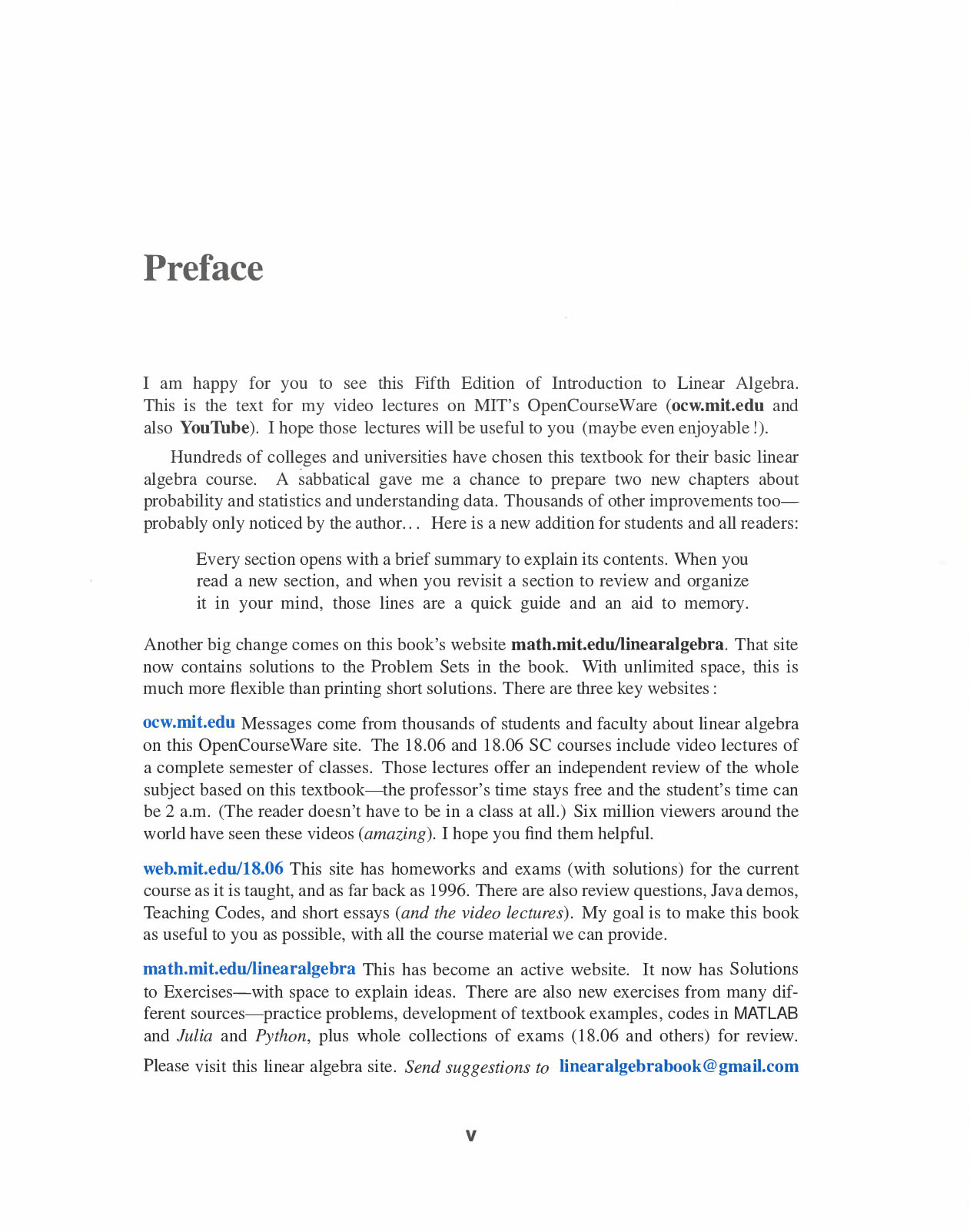 Introduction to Linear Algebra, Fifth Edition