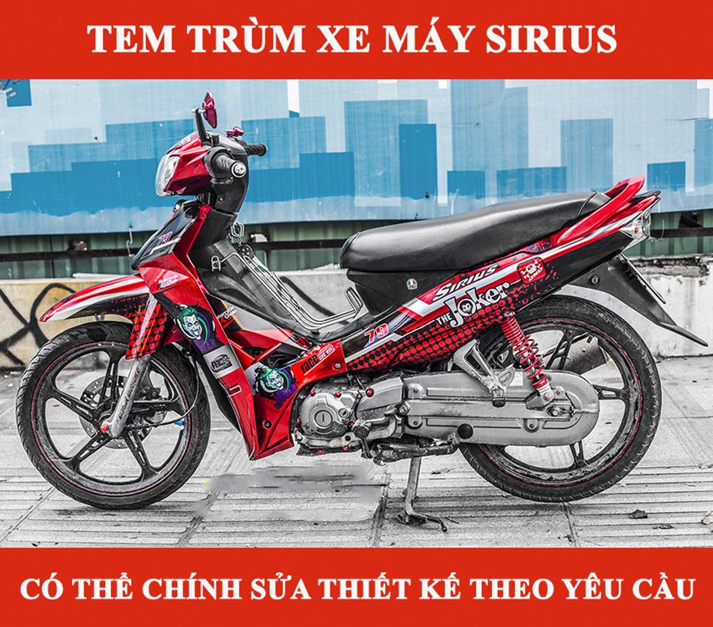 Tem trùm xe máy sirius Joker đỏ đen - Độ tem xe máy sirius thiết kế theo yêu cầu - Chế tem trùm xe máy sirius rẻ đẹp