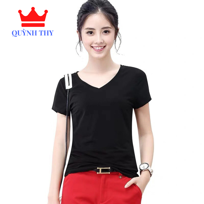 Áo Thun Nữ Cổ Tim Tay ngắn Trẻ Trung Mẫu Mới nhất