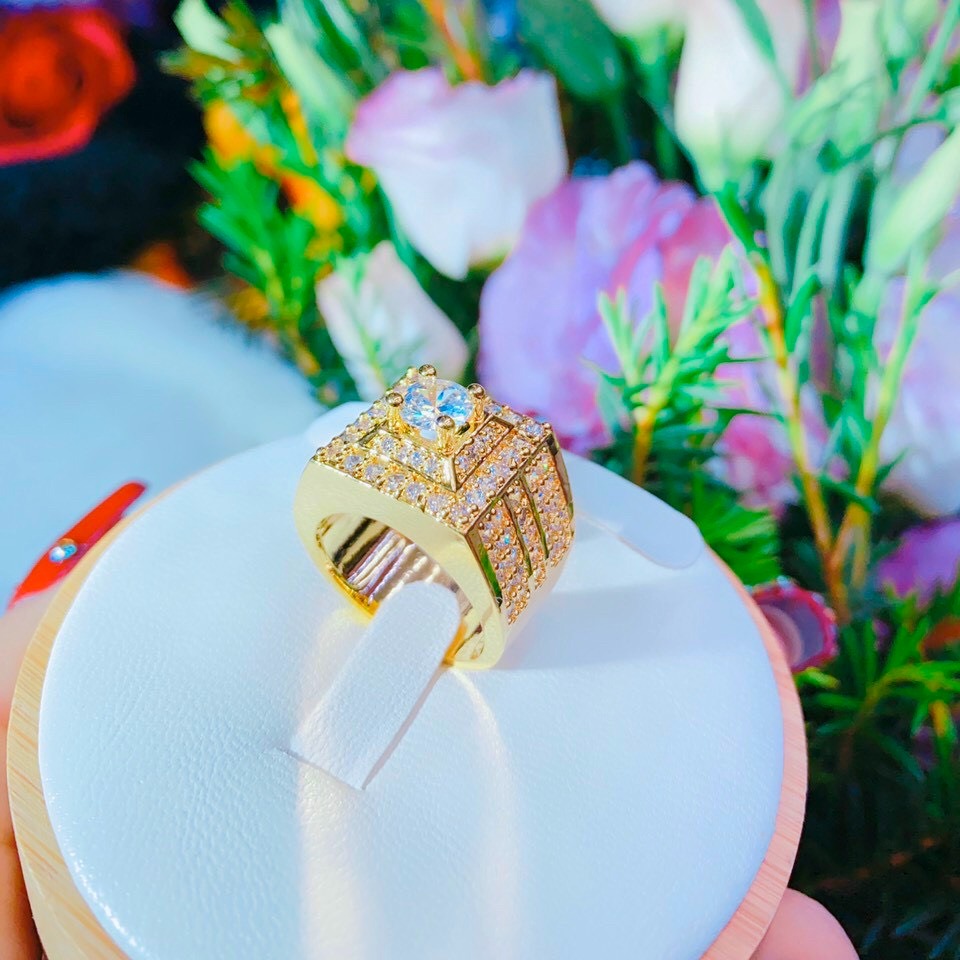 Nhẫn Nam Đính Kim Cương Giống Thật 99% - Bền Màu, Thiết Kế Chắc Chắn - HN140481 - QJ - Dùng Đeo Đi Tiệc Làm Quà Tặng Ý Nghĩa