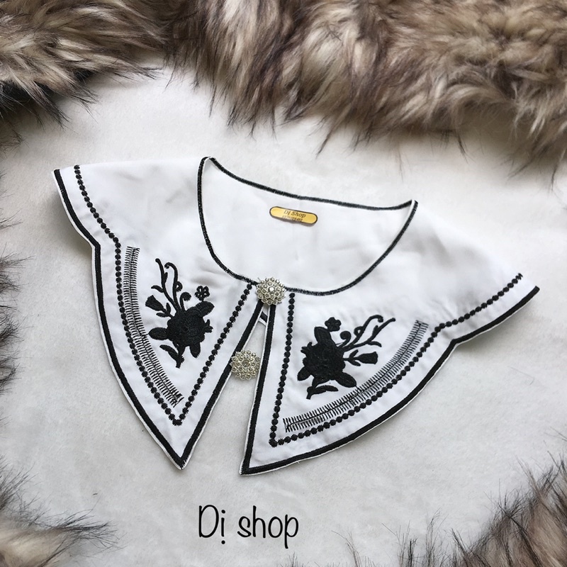 CỔ KATE THÊU NỔI ĐEN ( miếng vá áo)