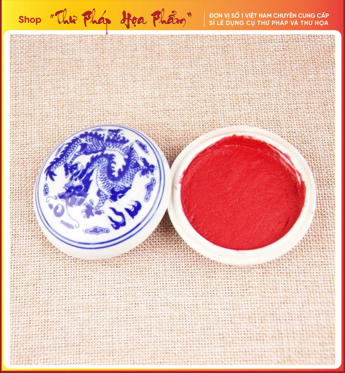 Mực dấu Chu Sa hũ sứ thư pháp họa phẩm