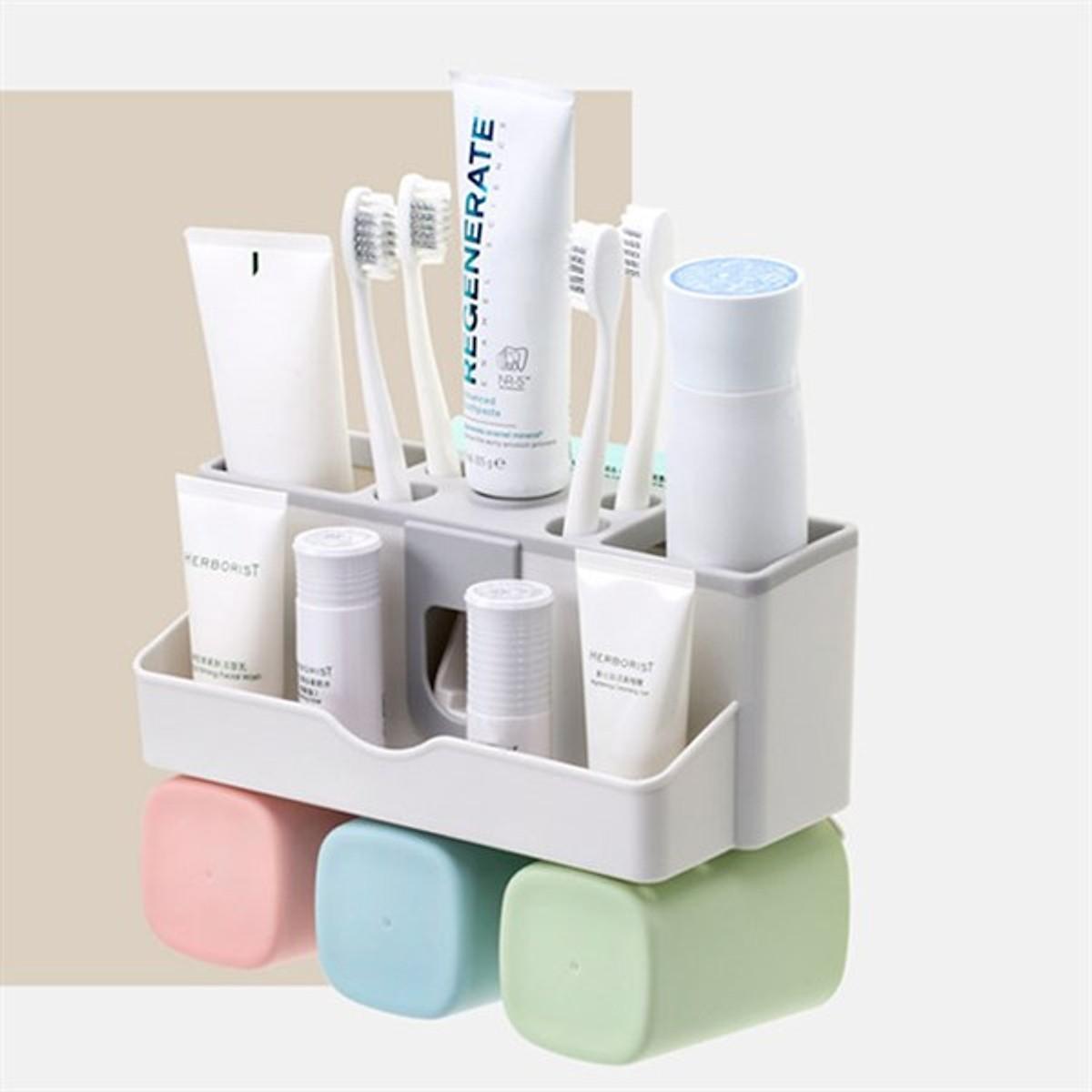 Kệ Để Bàn Chải Đánh Răng Tự Nhả Kem + Cốc