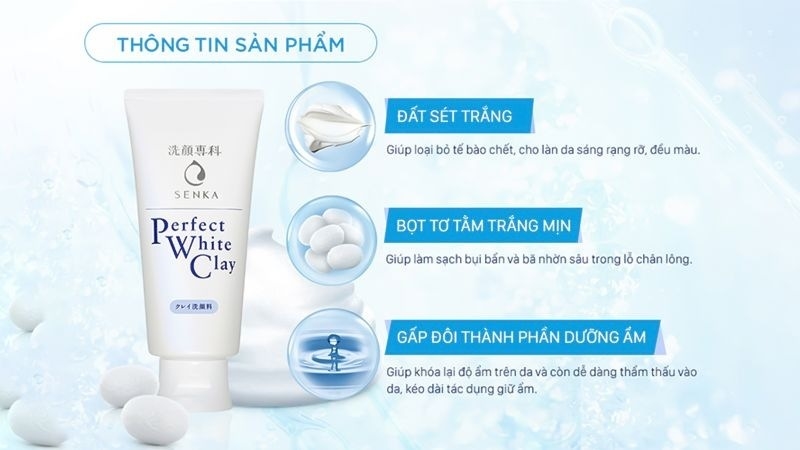 [HCM]Sữa rửa mặt SENKA đất sét trắng sạch sâu 120ml _ màu trắng