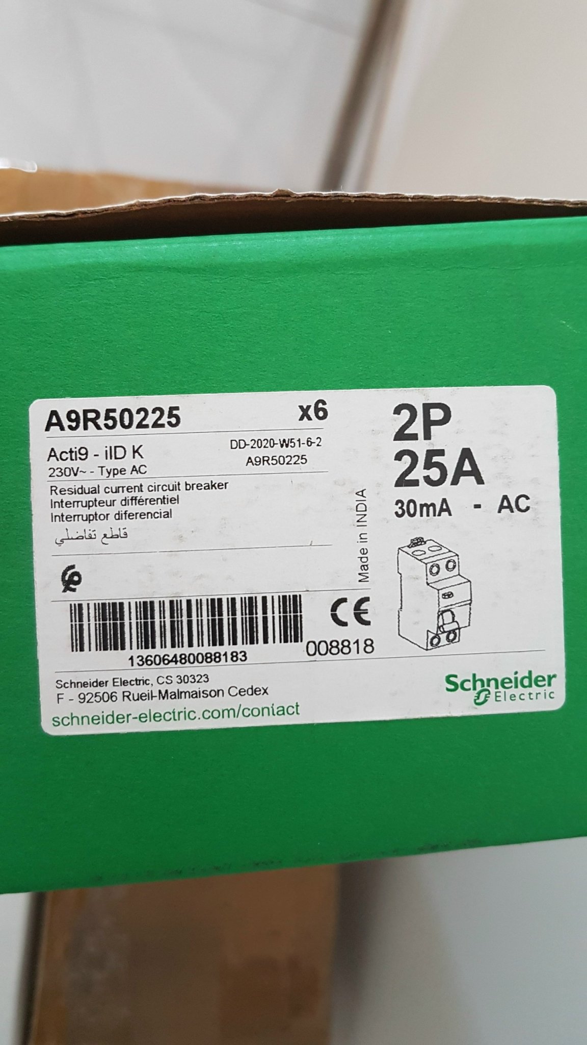[HCM]Cầu dao Chống Giật RCCB 2F25A - 2F40A, 30mA Schneider