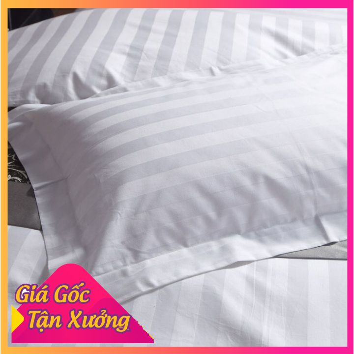 [SALE SẬP SÀN] Vỏ gối trắng sọc T400